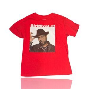 Sir Mix-A-Lot Men's Red Graphic T-Shirt Size L Hip Hop Retro Style